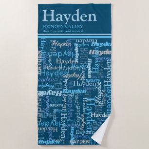 Hayden personalisierter Name bedeutet Blautöne Strandtuch