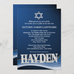 Hayden Steel Wave Name Bar Mitzvah Einladung