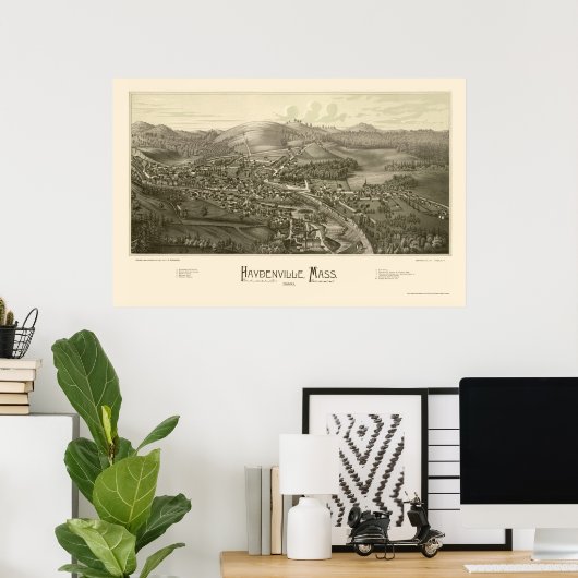 Haydenville, MA Panoramic Map - 1886 Poster (Heimbüro)