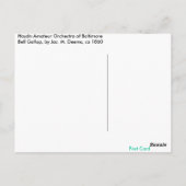 Haydn Amateurorchester von Baltimore Postkarte (Rückseite)