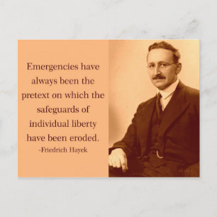 Hayek zu Notsituationen Postkarte