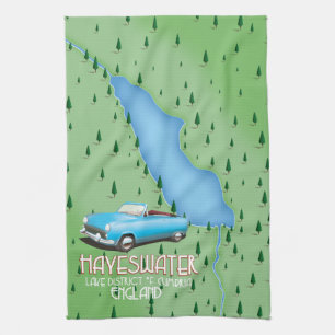 Hayeswater Lake District Karte Reiseplakat Geschirrtuch