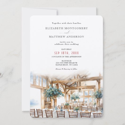 Hayfield Barn Wedding Destination NY Maplecrest Einladung (Vorderseite)