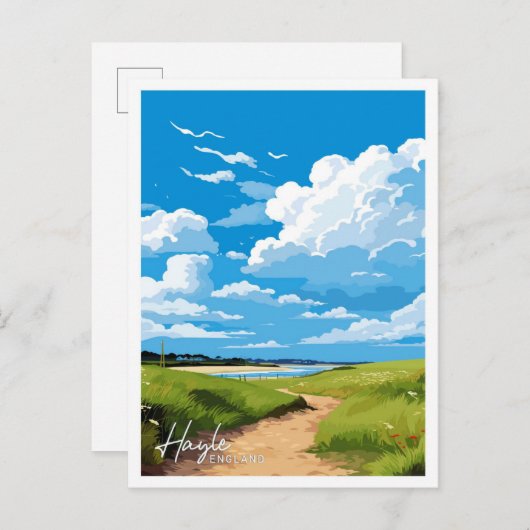 Hayle England Art Travel Vintag Illustration Postkarte (Vorne/Hinten)