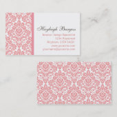 Hayleigh #2 rosa Damast-Chic-Visitenkarte Visitenkarte (Vorne/Hinten)