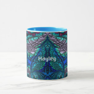 HAYLEY ~ PEACOCK blue green Fraktal ~ Tasse