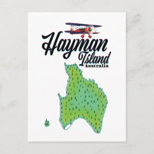 Hayman Island Vintage Reiseplan. Postkarte