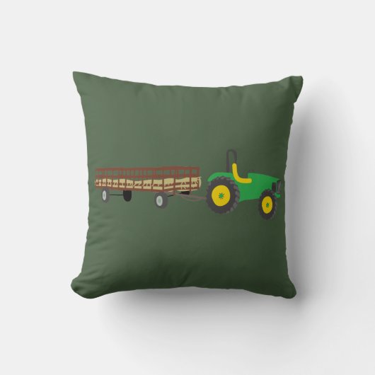 Hayride Green and Yellow Tractor Illustration Kissen (Vorderseite)