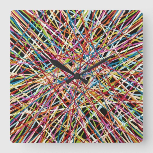 Haystack in Red Wall Clock Quadratische Wanduhr (Vorderseite)