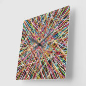 Haystack in Red Wall Clock Quadratische Wanduhr (Winkel)