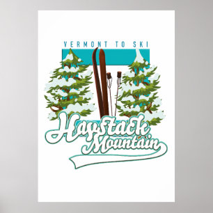 Haystack Mountain Vermont USA Ski Logo Poster