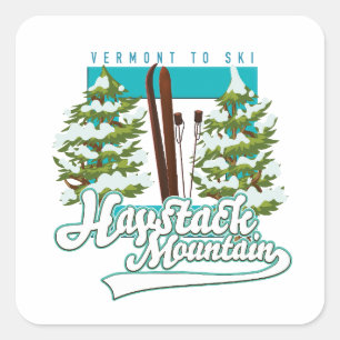 Haystack Mountain Vermont USA Ski Logo Quadratischer Aufkleber