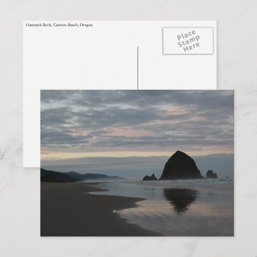 Haystack Rock am Strand von Cannon Postkarte (Vorne/Hinten)