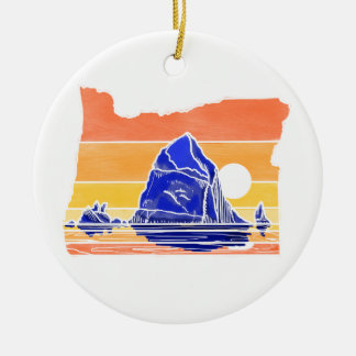 Haystack Rock Cannon Beach Line Kunst, Dichtung un Keramik Ornament