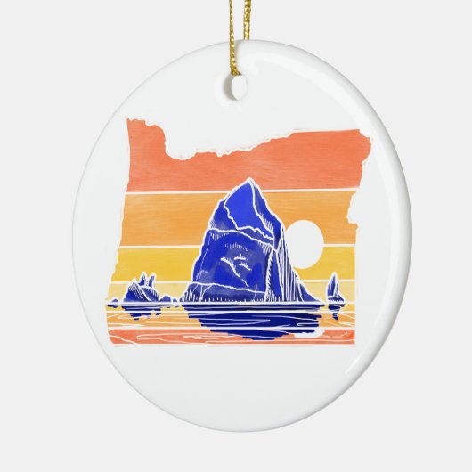 Haystack Rock Cannon Beach Line Kunst, Dichtung un Keramik Ornament (Links)