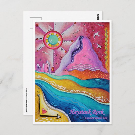 Haystack Rock Cannon Beach ODER Reise Kunst, Dicht Postkarte (Vorne/Hinten)