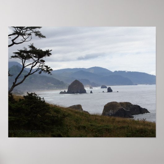 "Haystack Rock from Ecola Staat Park, Oregon #1" Poster (Vorne)