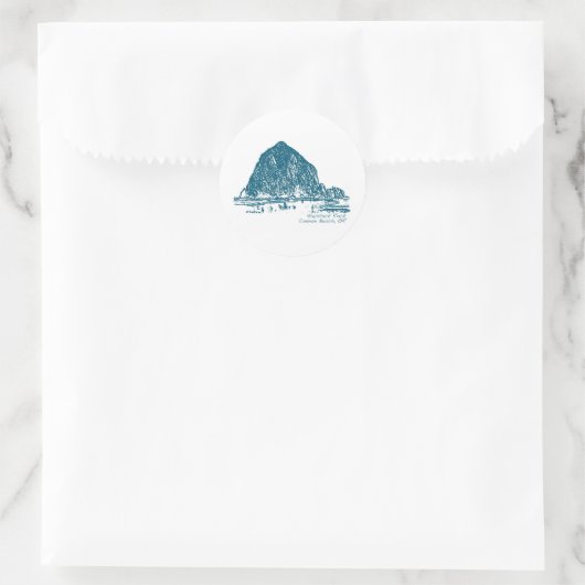 Haystack Rock Illustration Runder Aufkleber (Tasche)