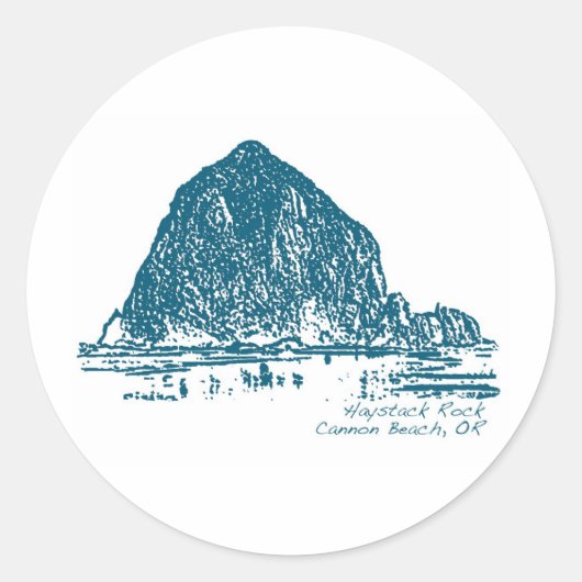Haystack Rock Illustration Runder Aufkleber (Vorderseite)
