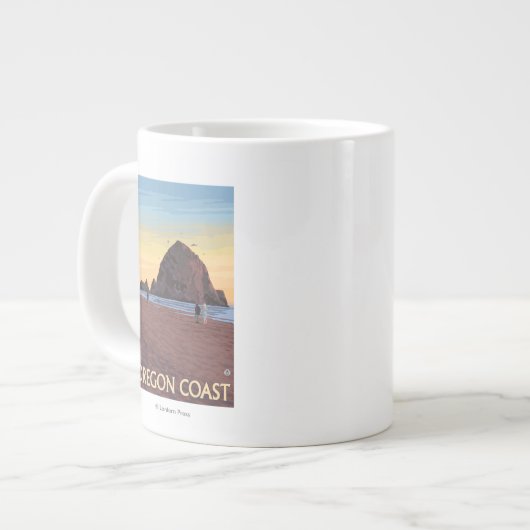 Haystack Rock Vintage Reiseplan Jumbo-Tasse (Vorderseite Links)