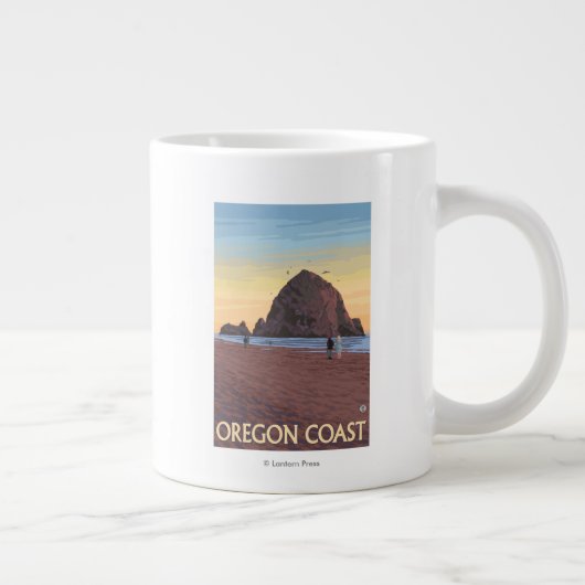 Haystack Rock Vintage Reiseplan Jumbo-Tasse (Rechts)