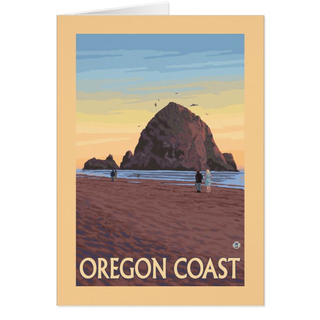 Haystack Rock Vintage Travel Poster (Vorne)