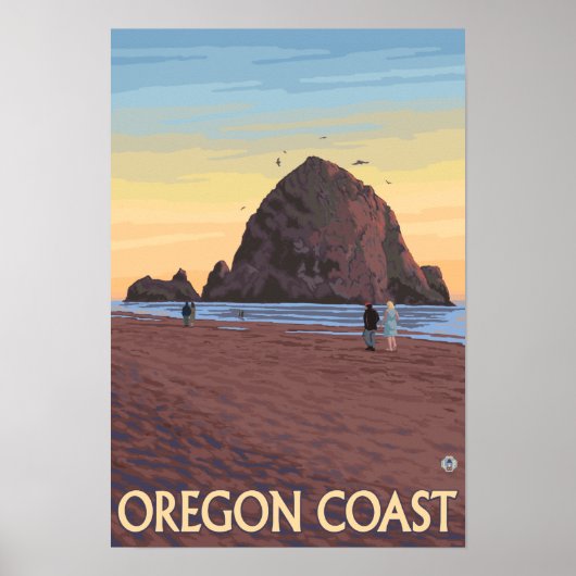 Haystack Rock Vintage Travel Poster (Vorne)