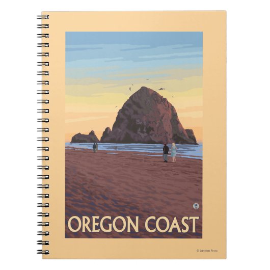 Haystack Rock Vintage Travel Poster Notizblock (Vorderseite)
