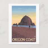 Haystack Rock Vintage Travel Poster Postkarte (Vorderseite)