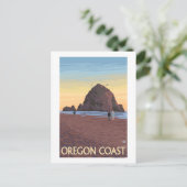 Haystack Rock Vintage Travel Poster Postkarte (Stehend Vorderseite)
