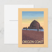 Haystack Rock Vintage Travel Poster Postkarte (Vorne/Hinten)