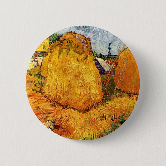 Haystacks in der Provence von Vincent van Gogh Button (Vorderseite)