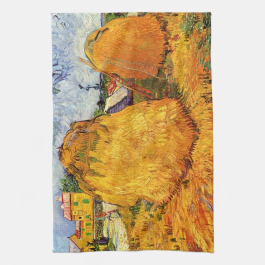 Haystacks in der Provence von Vincent van Gogh Geschirrtuch (Vertikal)
