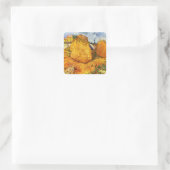Haystacks in der Provence von Vincent van Gogh Quadratischer Aufkleber (Tasche)