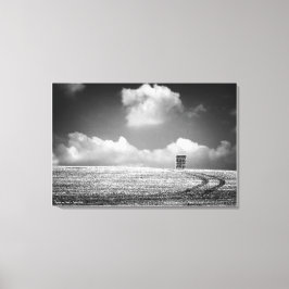 Haystacks und Tracks, Schwarzweiß, feine Kunst Leinwanddruck