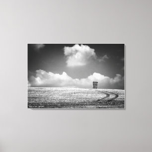 Haystacks und Tracks, Schwarzweiß, feine Kunst Leinwanddruck