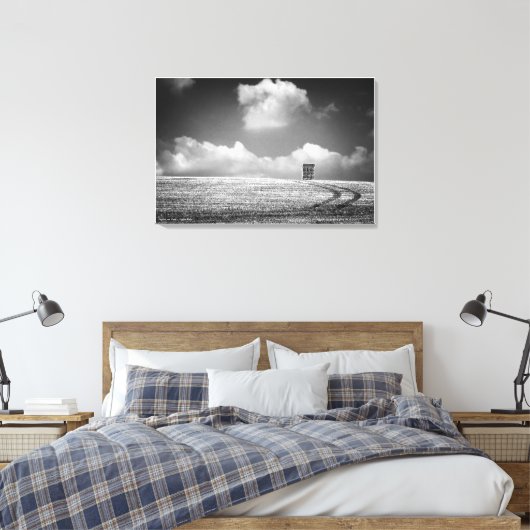 Haystacks und Tracks, Schwarzweiß, feine Kunst Leinwanddruck (Insitu (Schlafzimmer))