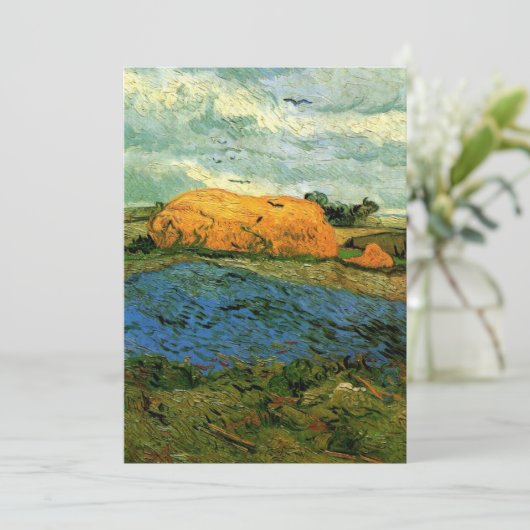 Haystacks Under a Rainy Sky von Vincent van Gogh (Stehend Vorderseite)