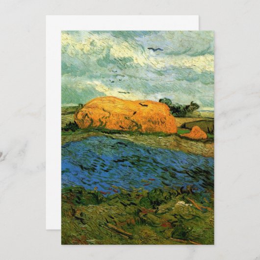 Haystacks Under a Rainy Sky von Vincent van Gogh (Vorne/Hinten)