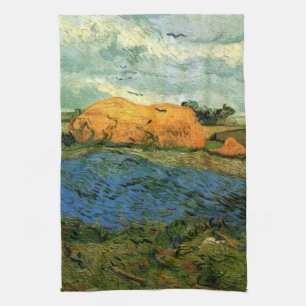 Haystacks Under a Rainy Sky von Vincent van Gogh Geschirrtuch