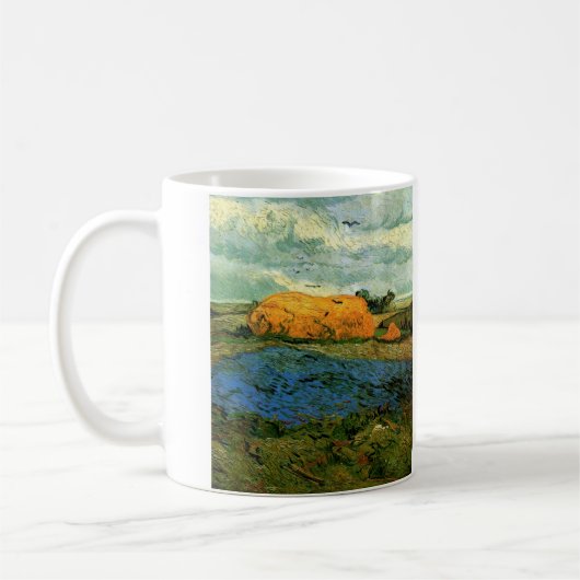 Haystacks Under a Rainy Sky von Vincent van Gogh Kaffeetasse (Links)