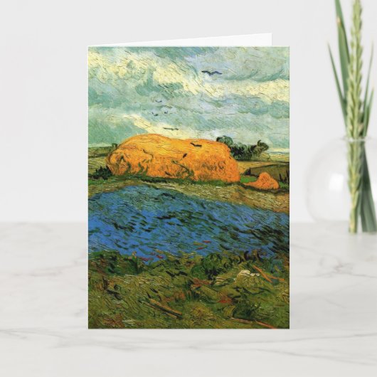 Haystacks Under a Rainy Sky von Vincent van Gogh Karte (Vorderseite)