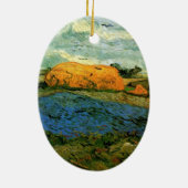 Haystacks Under a Rainy Sky von Vincent van Gogh Keramik Ornament (Hinten)