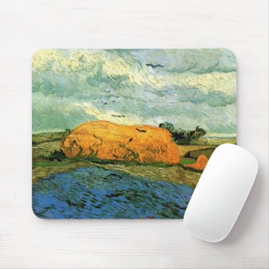 Haystacks Under a Rainy Sky von Vincent van Gogh Mousepad (Mit Mouse)