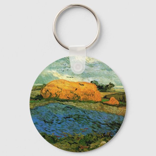 Haystacks Under a Rainy Sky von Vincent van Gogh Schlüsselanhänger (Vorderseite)