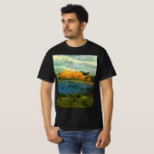 Haystacks Under a Rainy Sky von Vincent van Gogh T-Shirt (Vorne ganz)