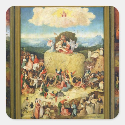 Haywain, 1515 quadratischer aufkleber (Vorderseite)