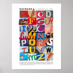 Hayward in alphabetischer Reihenfolge Plakat 12x16