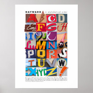 Hayward in alphabetischer Reihenfolge Plakat 18x24