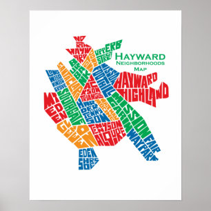 Hayward Nachbarschafts-Karten-Plakat 16x20 Poster